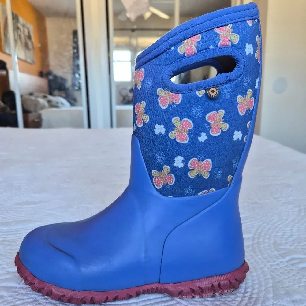 VGUC Bogs Durham Butterfly Kids Winter Waterproof Boots - Size 2